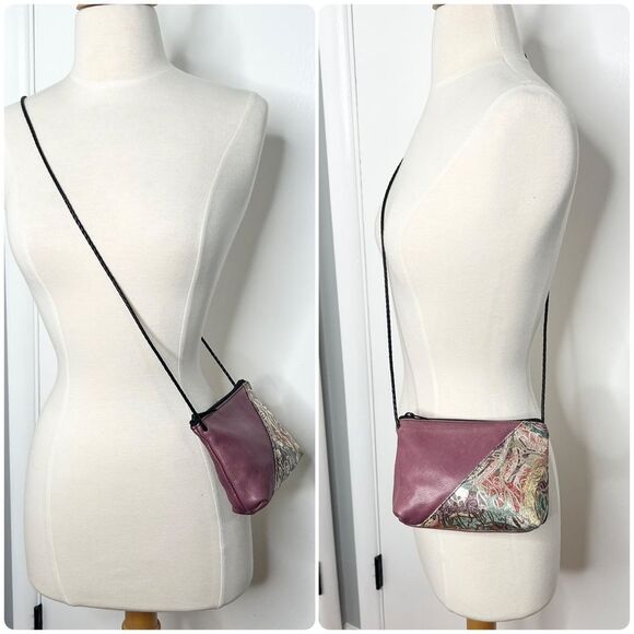 Unbranded Gold Embossed Purple Leather Shoulder Crossbody Bag - Picture 2 of 8